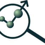 magnifying glass green bals black lines arrow
